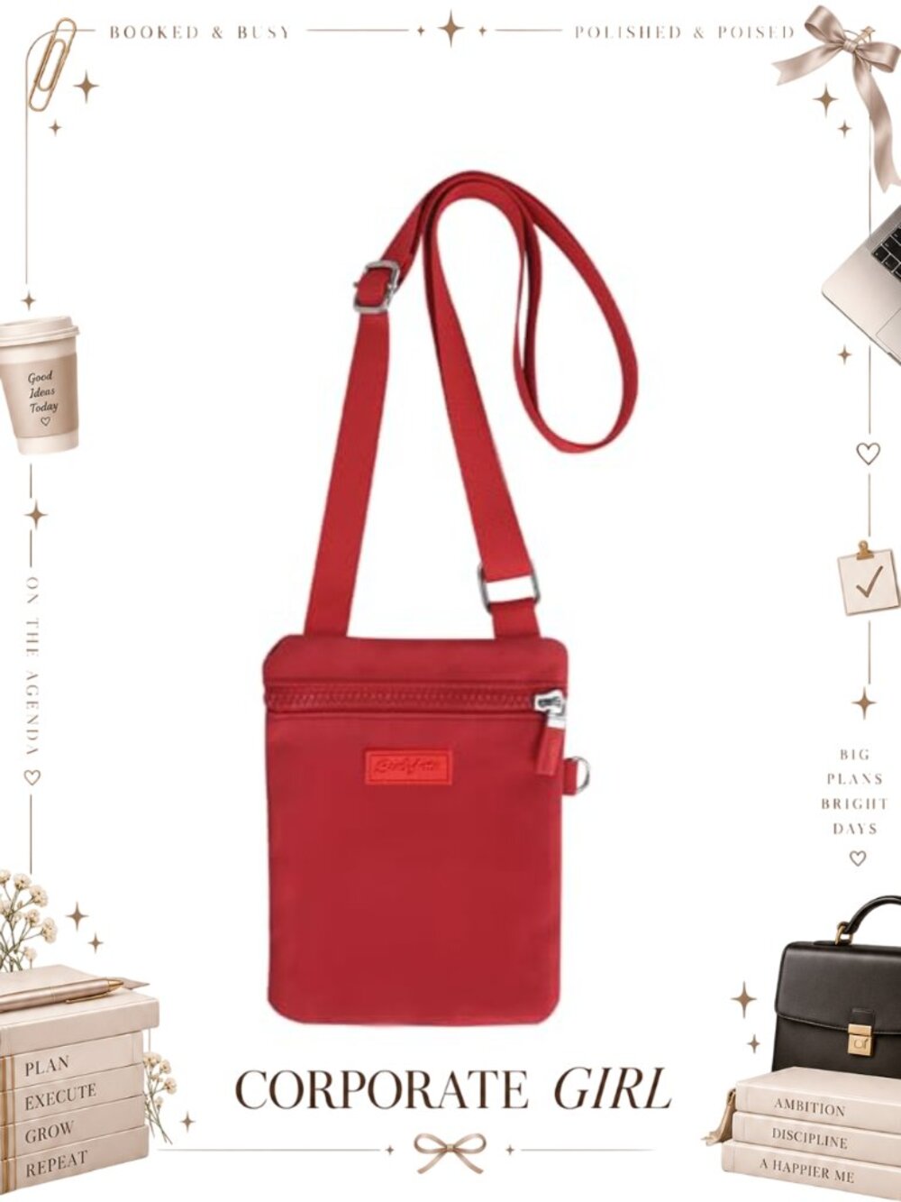 Waterproof Nylon Small Crossbody Bag Lightweight Slim Cell Phone Purse